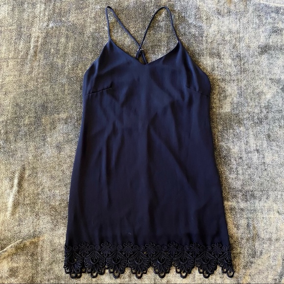Honey Punch Black Slip Dress With Lace Trim - Picture 5 of 12